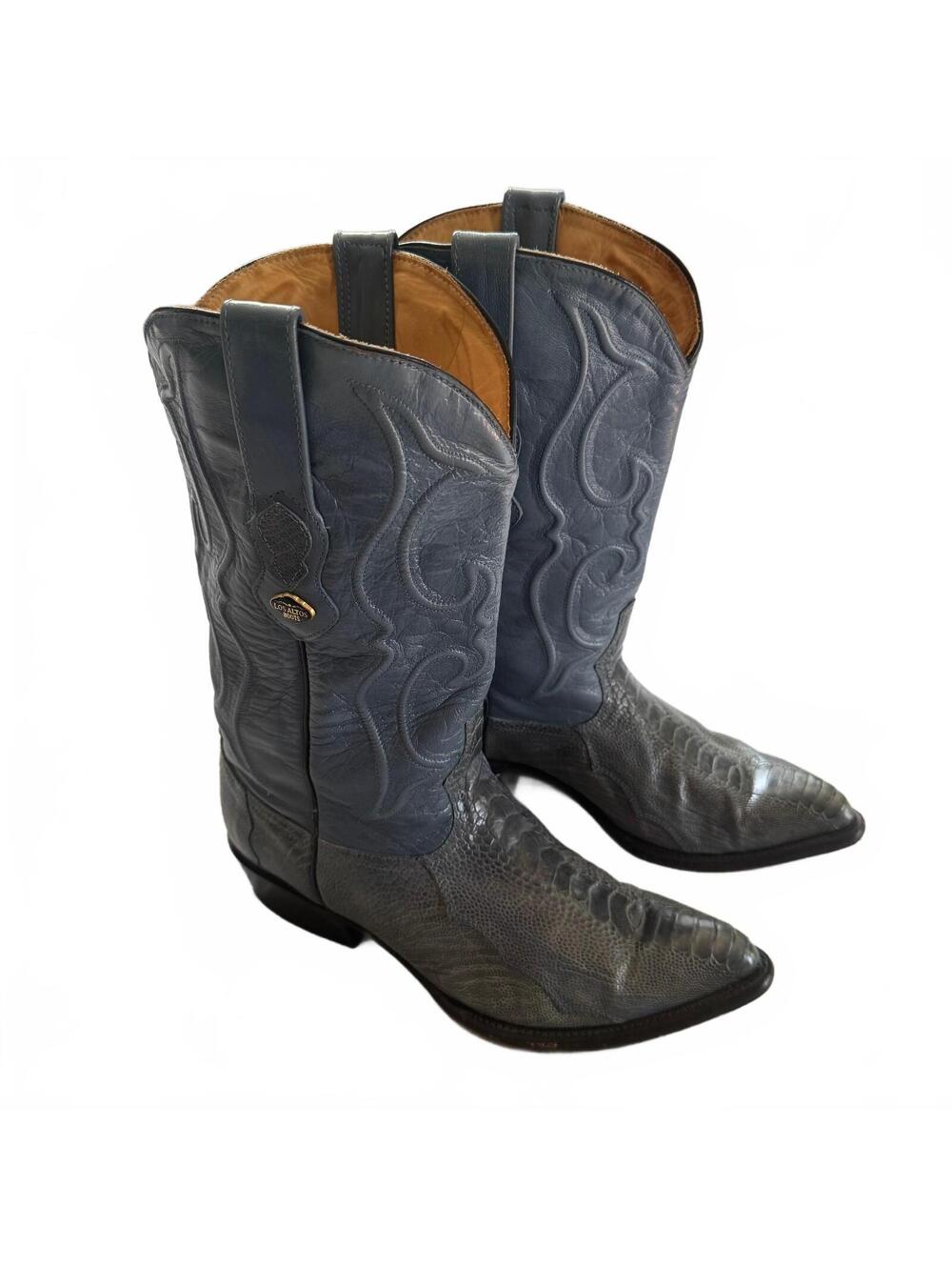 Los Altos 990514 Ostrich Leg Cowboy Boots Mens 11 EE J-Toe Blue Jean Exotic